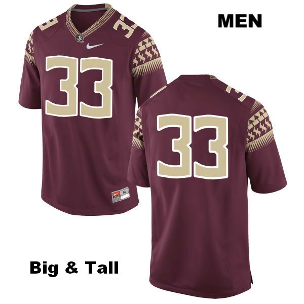 Men's NCAA Nike Florida State Seminoles #33 Amari Gainer College Big & Tall No Name Red Stitched Authentic Football Jersey MFU7169OV